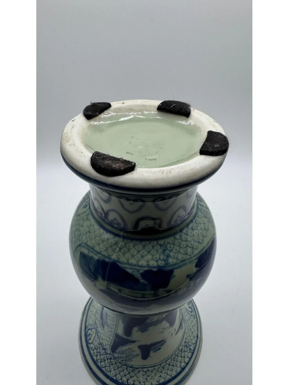 Vintage Chinese Blue White Porcelain Landscape Vase Chinoiserie 10.5